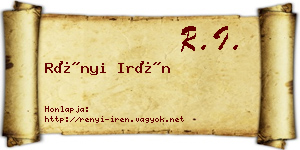 Rényi Irén névjegykártya