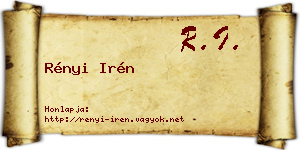 Rényi Irén névjegykártya
